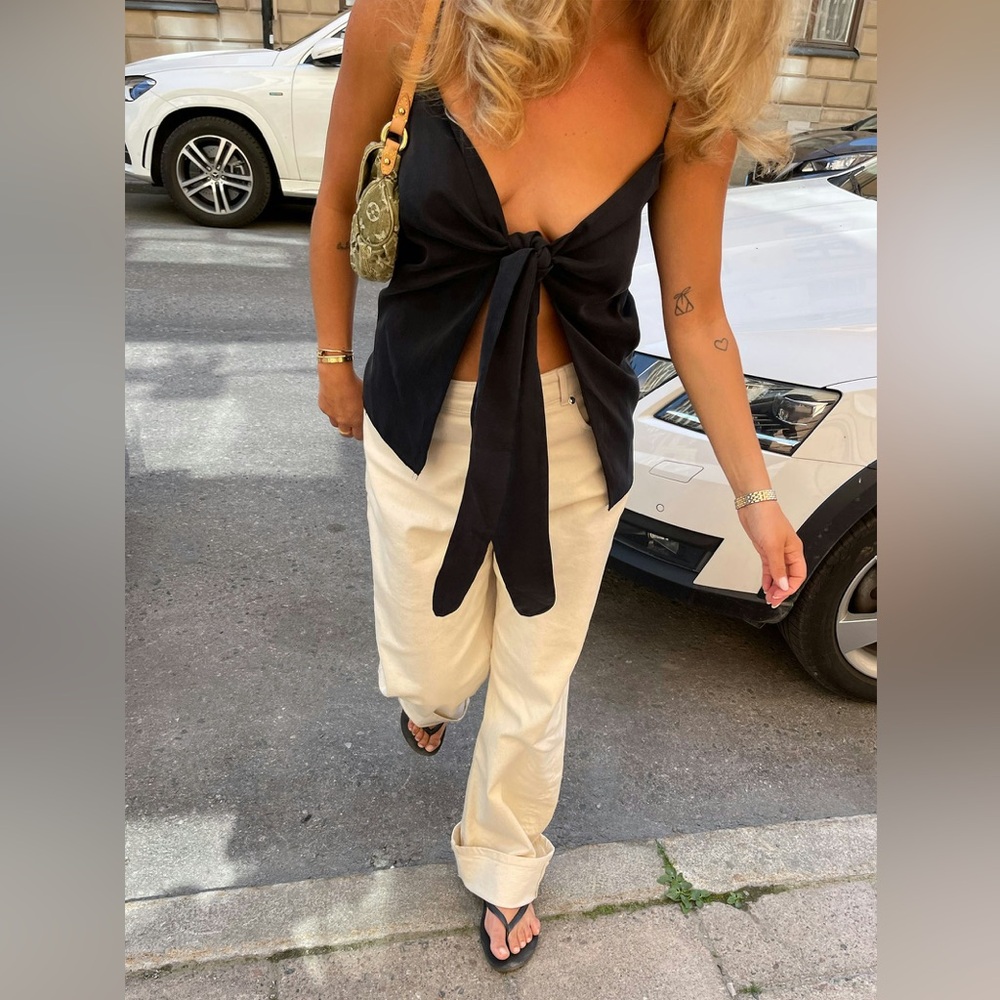 Djerf Avenue tie tank top ash silk